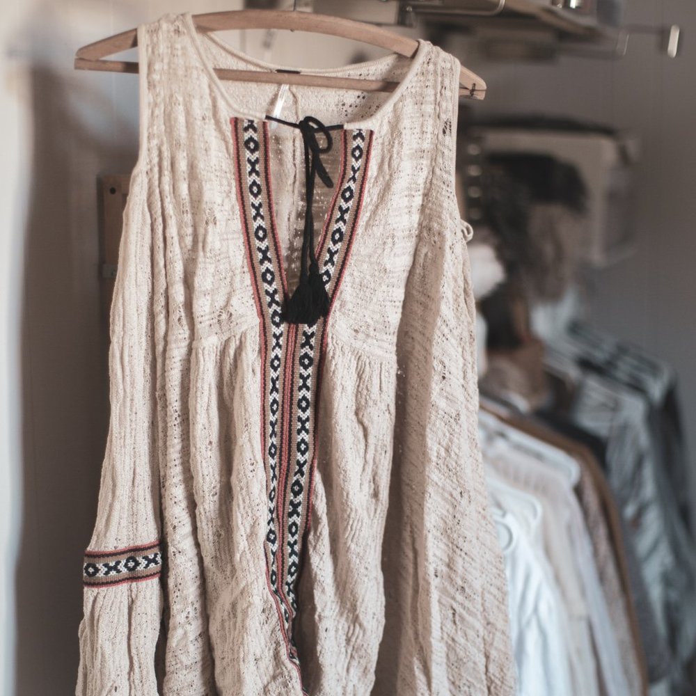 Free People - Embroidered Cold Shoulder Knit Flowy Tunic Dress Bell Sleeves